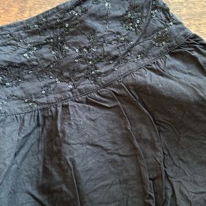 ESPRIT Womens Maxi Skirt Pleated Embroidered Sequin Waist Knee Length Black 6